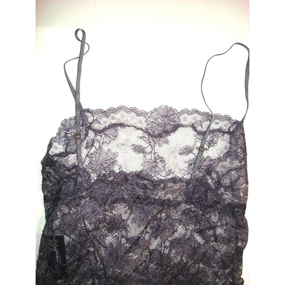 NWT $200 New Designer Josie Natori Night Gown Chemise Lace Gray Sheer Sexy S - Picture 7 of 8